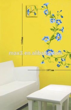 Unique gifts wall clock Purple flower wall sticker with clock home decoration