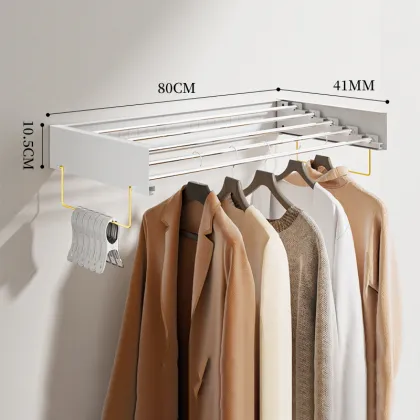 2024 New Retractable Clothes Drying Rack with Hook, Foldable for Home Use