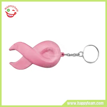 PU Foam Custom Ribbon Stress Balls with Keychain for Promotional Keyring