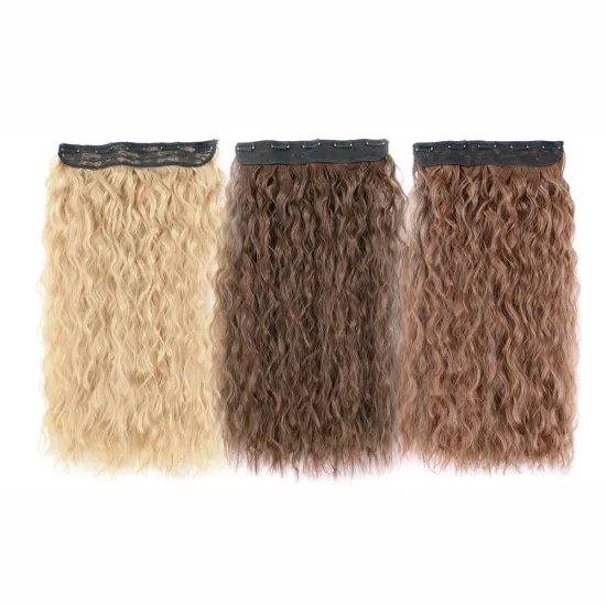 Heat Resistant Synthetic Long Curly Wavy  Cheap 22Inch  5 Clip in Hair Extensions Long Wave Hairpieces for Women