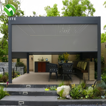 Các sắc thái lăn ngoài trời có động cơ hiện đại: Rèm rõ ràng không thấm nước với đường ray zip và điều khiển lò xo thủ công
