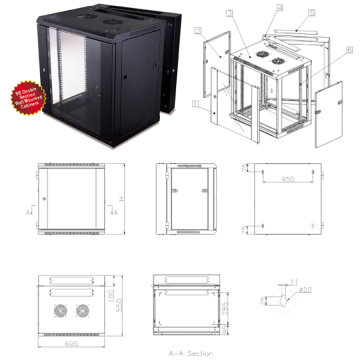 19" 6u/9u/12u/15u/18u/22u Sb Double Section Wall Mounted Cabinets