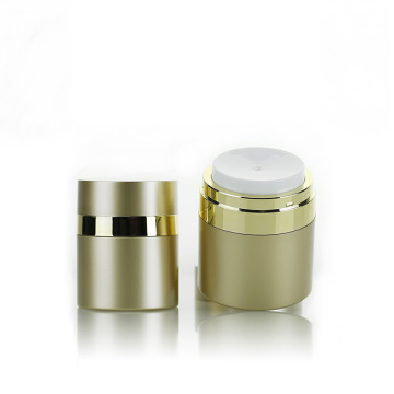 Customizable Luxury Round Gold Plastic Vacuum Pump Jar - 50ml Airtight Beauty Packaging