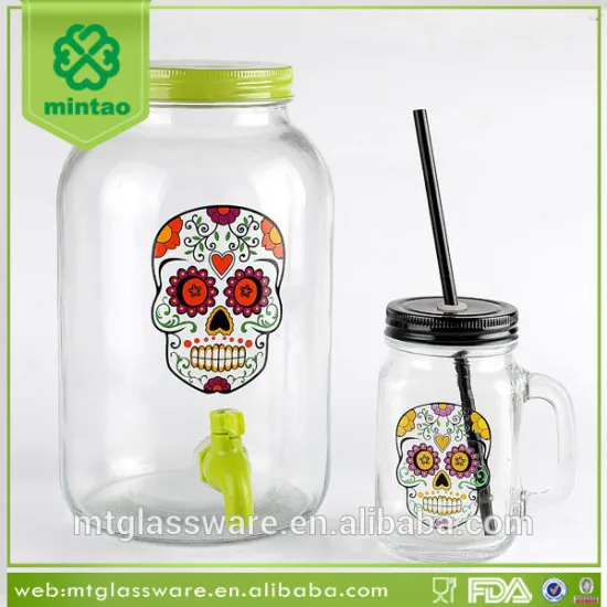 Best Party Use Skull Decal Dispenser Set with Lid and Tap
