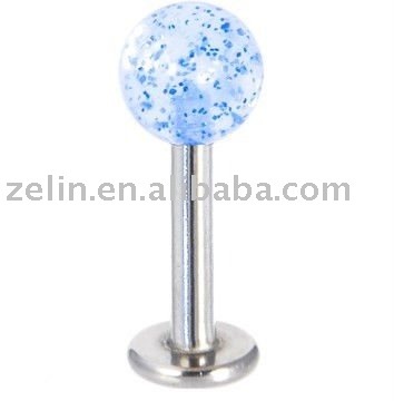 Blue Mist GLITTER lip ring body labret piercing jewelry