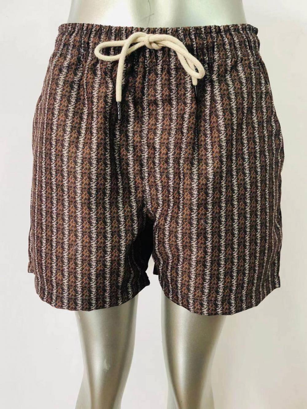 Brown Herren Beach Shorts mit Vintage -Muster