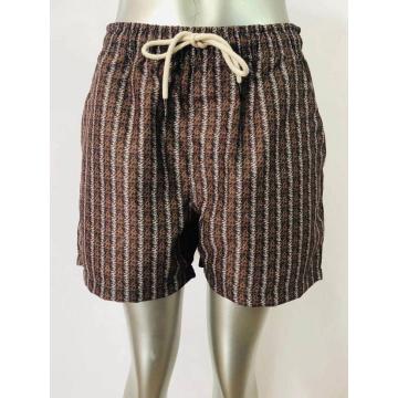 Brown Men's Beach Shorts With Vintage Pattern