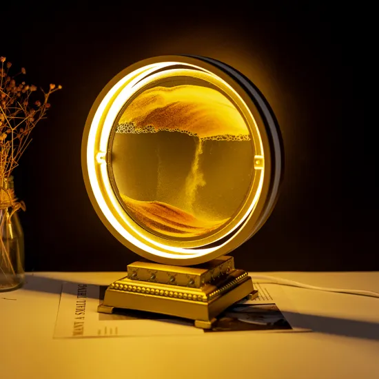 360 Degree Rotation 3D Sand Art LED Lamp - Dynamic Quicksand Painting Light