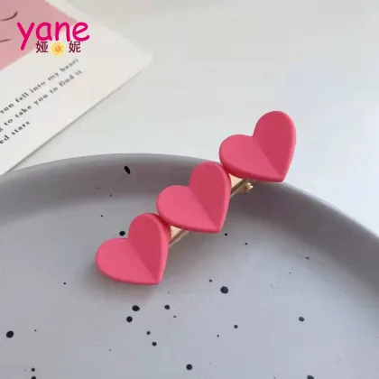 Korean Sweet Acrylic Heart Barrettes for Girls