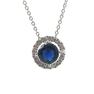 Ciondolo argento rotondo in pietra blu 925