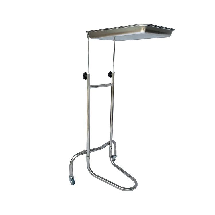 Stainless Steel Adjustable Medical Mayo Trolley Instrument Stand with 2 Caster Wheels TCS06