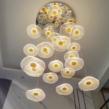 Modern Linear Chandelier Staircase Hanging Lamp for Living Room Dining Room