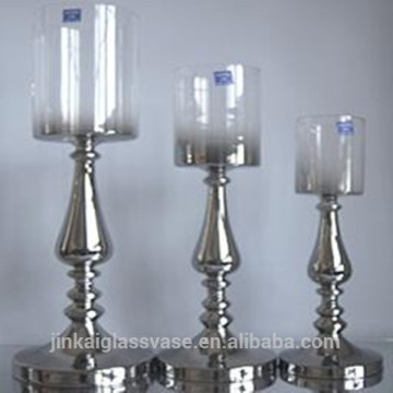 Wholesale sliver glass candle holder