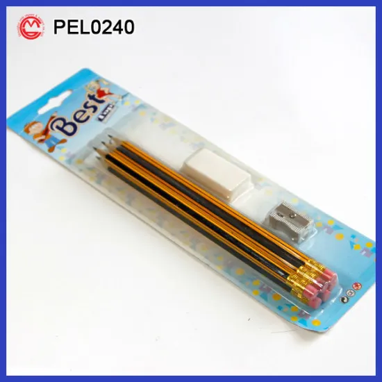 Sharpened Black Yellow pencil with rubber