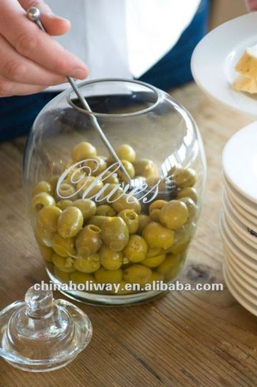 GLASS OLIVES JAR