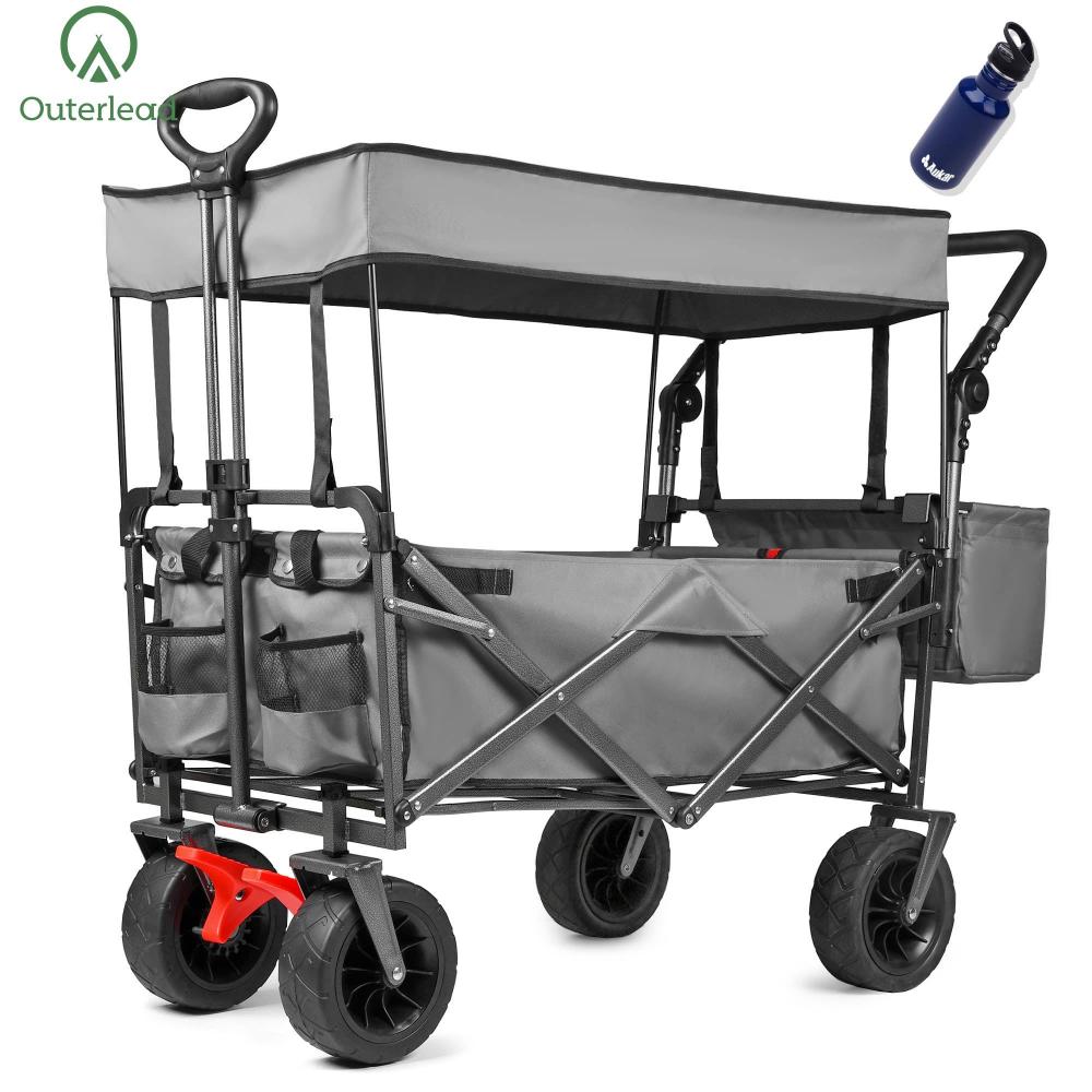 Outerlead Outdoor Collapsible Garden Wagon with Canopy