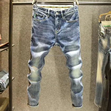 Men's Designer Skinny Ripped Jeans - Slim Fit Denim Trousers