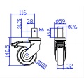 All Plastic Medical wheel Solid Round Stem caster with brake Casters