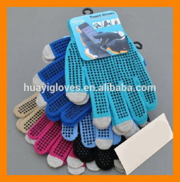 Touch Screen Acrylic/Spandex Knit Texting Gloves with PVC Dot Grip on Palm