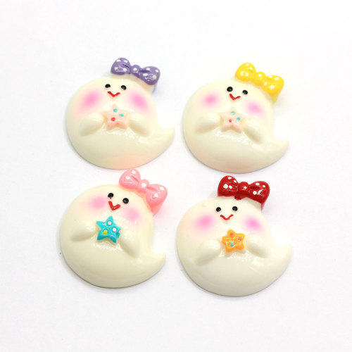 Kawaii Home Decoration 3D Cute Happy Face Baby Bow Figurine Flat Back Planar Resin Craft DIY hair Bow Jewelry Accessories