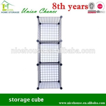 Rectangle shape 3 grids foldable metal cube storage