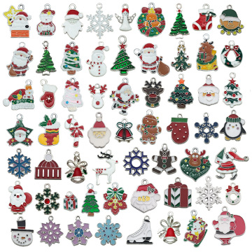 Mix Style Enamel Christmas Tree Santa Claus Charms for DIY Jewelry Making