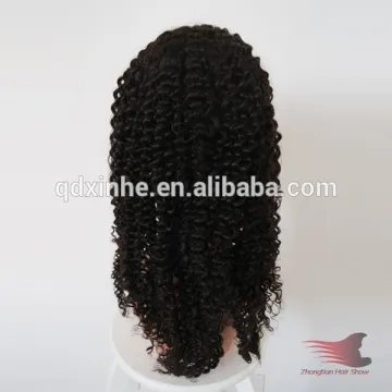 Human Hair Wig Kinky Curl 20 inch 1B Full Lace Wig for Black Women