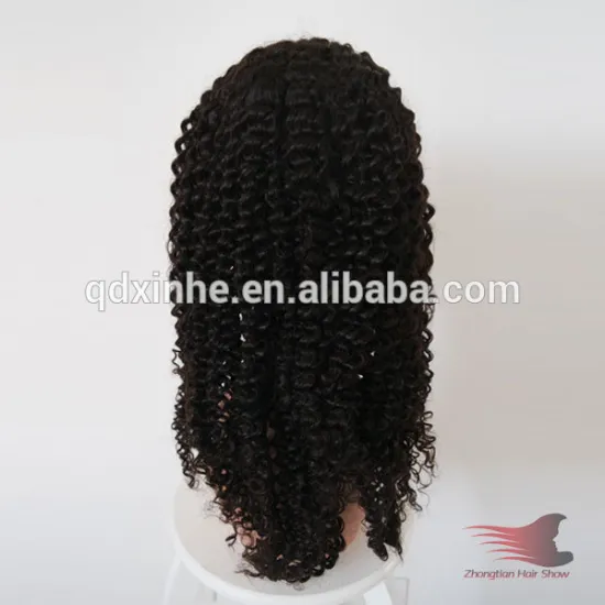 Human Hair Wig Kinky Curl 20 inch 1B Full Lace Wig for Black Women