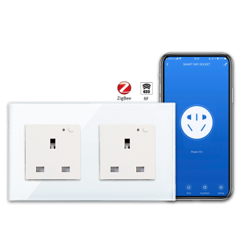 Bingoelec ZigBee 16A Glass Panel Double UK Wall Socket