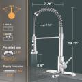 Brushed Nickel Kitchen Faucets with Pull Down Sprayer,Commercial Single Handle Pull Out Stainless Steel Spring