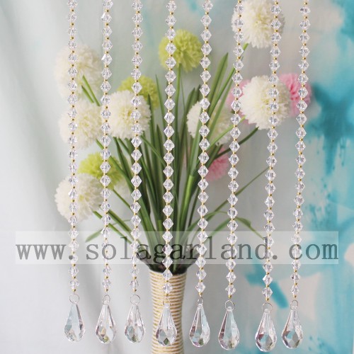 Rideau de Perles Acryliques Or &amp; Cristal Sharp Perles