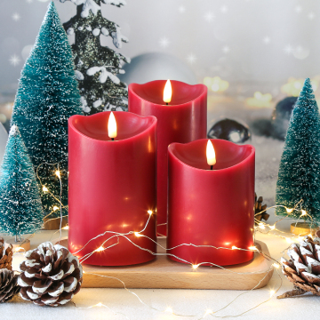 Home Decoration pillar red paraffin wax battery operated