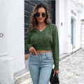 Women's V Neck Loose Knitted Sweater