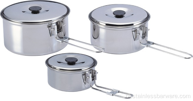 Kleine Medium Larget 3-delige Camping Pot Set