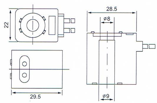 Overall dimension of DC24Voltage IP65 Pneumatic Solenoid Valve Coils