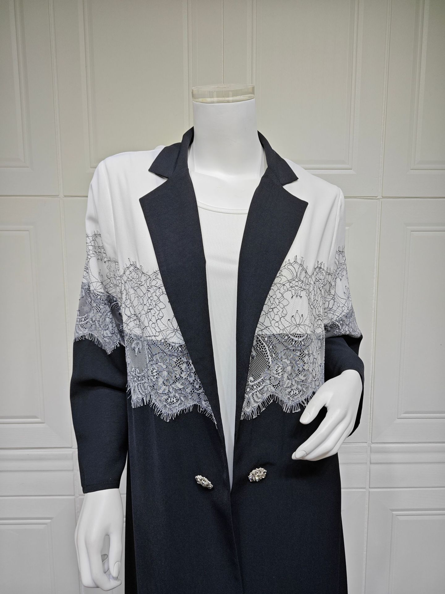 Lace Abaya Set for Women Modern Muslim Cardigan MQ250 (6)