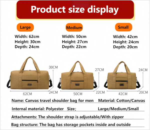 Men Travel Luggage Canvas Weekend Bag