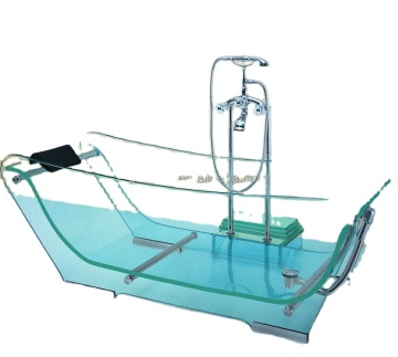 CE Standard Clear Freestanding Full Glass Whirlpool Bathtub