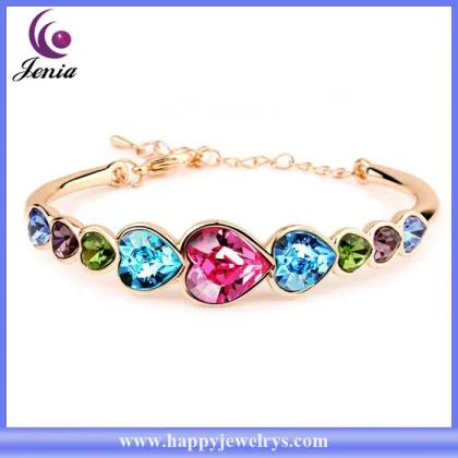 18k white gold plated bracelet multi color Austrian crystal love bracelet ( YWH5060-5)