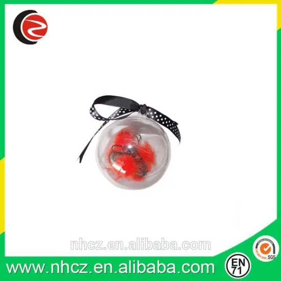 Red Ribbon 50MM Paper Clips in Round Plastic Box