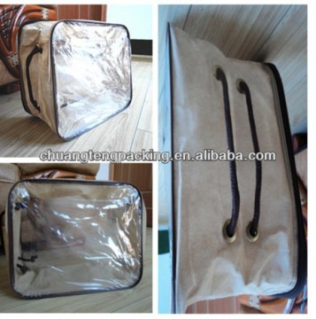 Pvc packaging bag transparent pvc rope bag for packing quilt