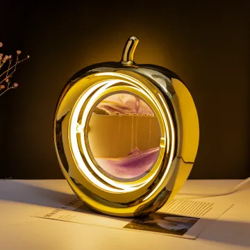 Golden Apple Shape 360 Degree Rotatable AC110V/220V LED Table Lamp with Moving Sand Art Customize Picture Round 3D