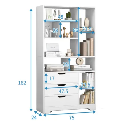 European Home Office Vintage Multi-functional Wood Bookcase
