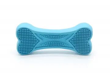 Dog Dental Chew Toy - Natural Rubber Bone for Teeth Cleaning