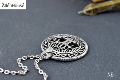 2022 Men's Stainless Steel Family Tree Pendant Necklace - Wholesale