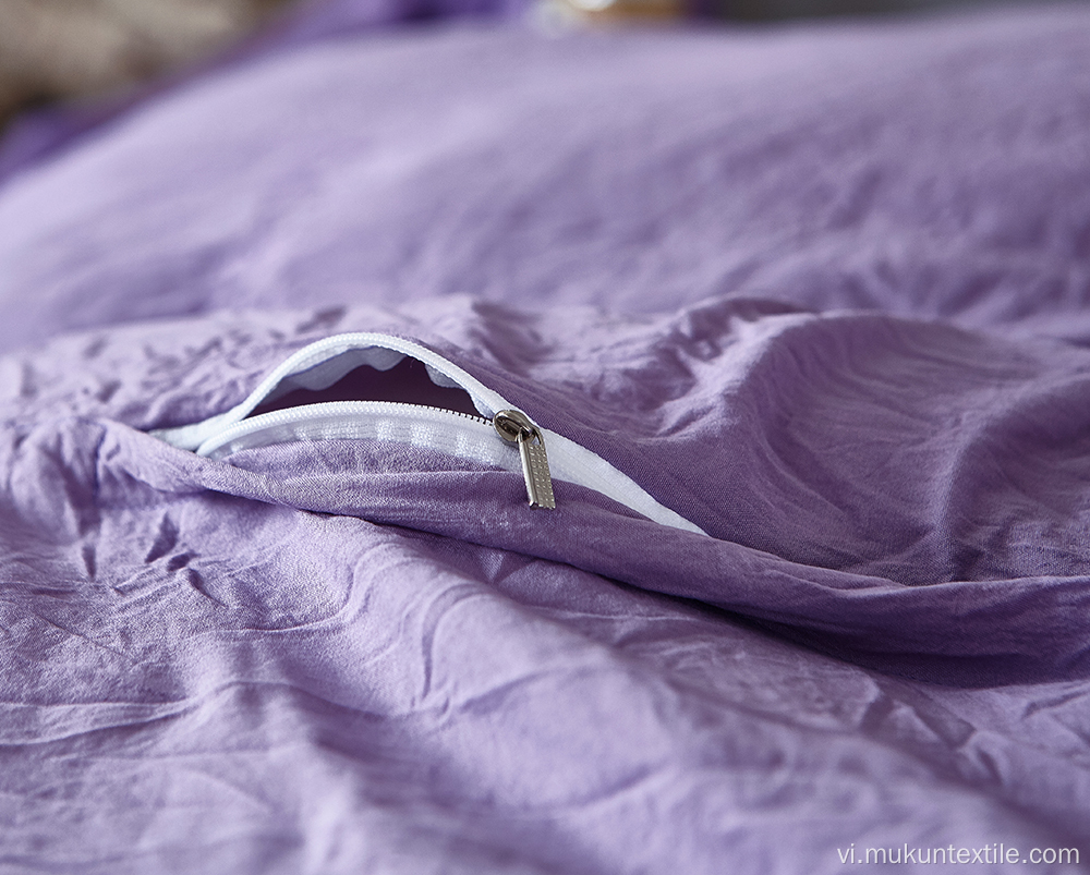 Bộ đồ giường cotton giặt rắn cho bốn mùa