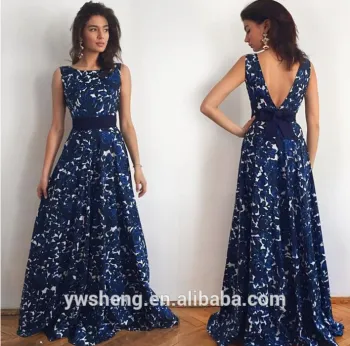 2016 latest new selling printed halter sleeveless formal long dress