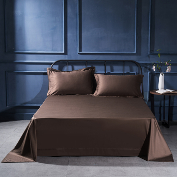 Coffee 3 PCS 100% Egyptian Cotton Solid Flat Sheet Set