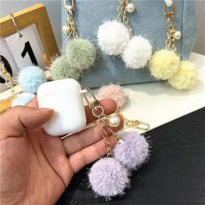 Multi Color Pearl Pom Pom Self Defense Keychain Accessories