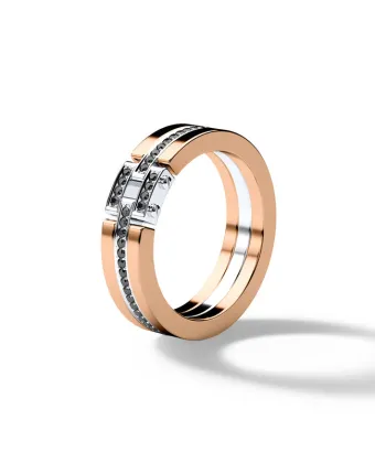 Two Tone Black Diamond Band FLORAL JEWELRY